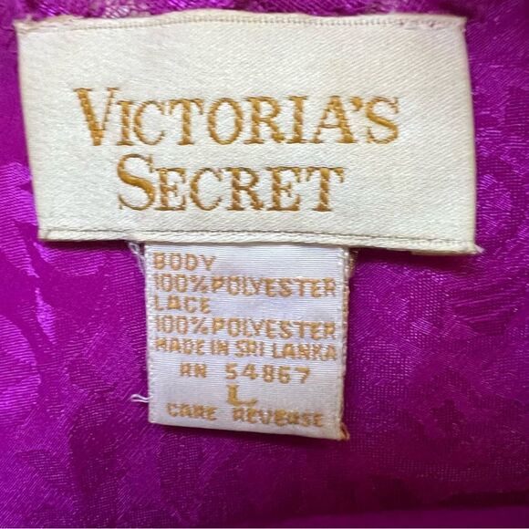 Victoria’s Secret Gold Label Slip Dress Vintage Size Large Fuchsia Pink - Picture 3 of 9